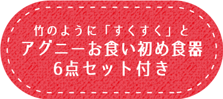 竹のように「すくすく」とアグニーお食い初め食器6点セット付き