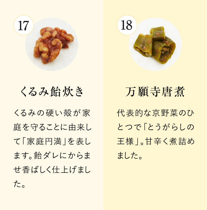 くるみ飴炊き　万願寺唐煮