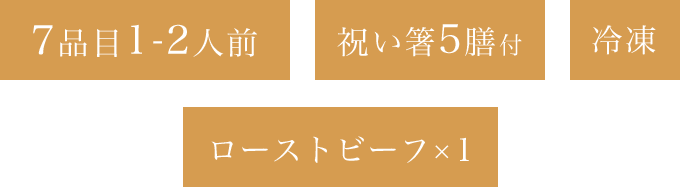 7品目1-2人前祝い箸5膳付冷凍ローストビーフ×1