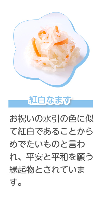 公魚昆布巻き 「幼い」意味の「ワカ」と、「小魚」の意味の「サギ」。複数の小魚になぞらえて、子宝の願いが込められています。