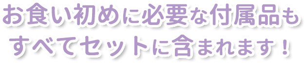 お食い初めに必要な付属品もすべてセットに含まれます！